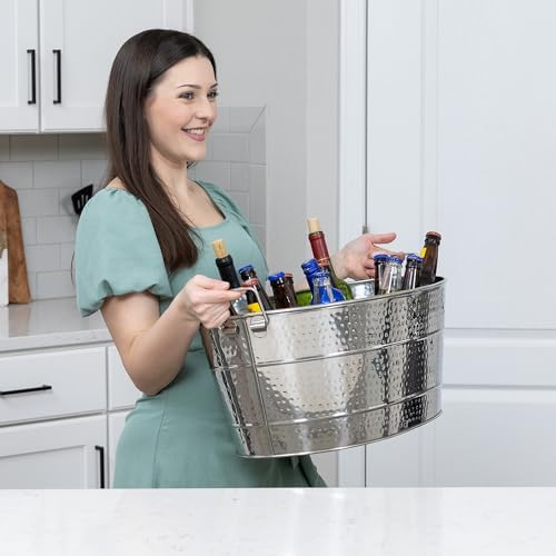 BREKX (Stainless Steel) - Aspen Stainless-Steel Metal Bucket for Ice and Drinks, Beverage Chiller for Parties