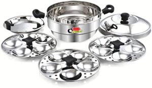 KenBerry Classic-15 Stainless Steel Induction & Standard Idli Maker | Dhokla Maker | Idli Cooker | Multi Kadhai | Idly | Induction Stove Compatible (3 Idli Plate + 1 Steamer Plate, 15 Idli)