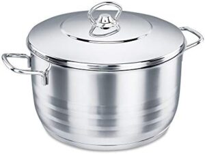 Korkmaz Astra Tri-Ply Bottom Stainless Steel Casserole 20X12 cm / 3.7 L | Sandwich Bottom Induction Compatible Cooking Stock Pot with Lid| Silver - KA1902