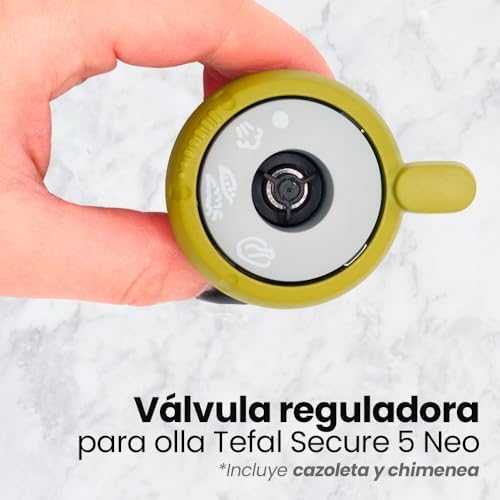 Anakel Home Replacement Pressure Regulator Valve SS-981368 Compatible with Tefal Secure 5 Neo Express Pot, with Pot and Fireplace Included, Lime Green and Grey