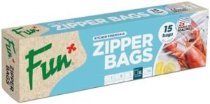 Fun Freezer Zipper Bags 30x40cm, Clear, Extra Large - Leak-Proof & Airtight Seal Heavy-Duty Food Storage (Pack of 15)