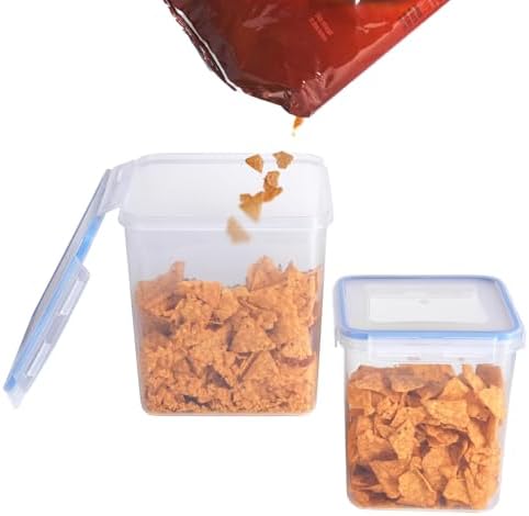 2 Pack Chip Containers for Pantry, Chip Storage Containers Suitable for Corn Chips, Potato Chips, Snacks, Grains, Sugar and Flour, 5.2L/175 Oz, Snack Storage Containers for Pantry, Fridge, and Cabinet
