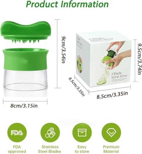 Handheld Spiralizer for Vegetable, Potato Spiral Cutter, Spaghetti Vegetable Spiral Slicer for Carrot, Fruit, Cucumber, Potato, Pumpkin, Zucchini, Noodle, Bpa Free, Without Electricity