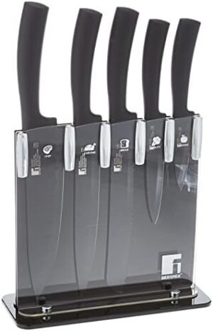 Bergner Seki 6 Pieces Stainless Steel Knife Set, Black Colour, Non-Stick Coating, Bg39219