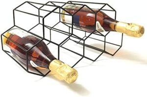 Countertop Wine Rack - 9 Bottle Holder - Modern Black Metal - No Assembly Required