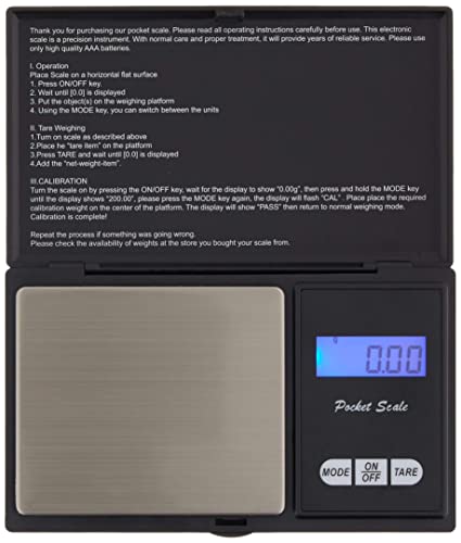 Digital Pocket Scale 500g by 0.01g Grammes for Jewellery Scale, Black
