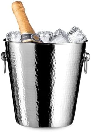 Premier Housewares Stainless Steel Hammered Effect Champagne Bucket, 20 x 22 x 22 cm, Silver