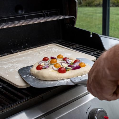 Boska Pizza Stone Plate Deluxe - Best for Oven, BBQ, and Grill - Natural Non-Toxic and Non-Stick Surface - Thermal Shock Resistant Cooking Stone - Heavy Duty Ceramic Cookware