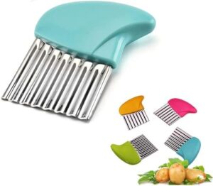 Crinkle Cutter Cutting Tool French Fry Slicer Potato Cutter Fruit Vegetable Wavy Chopper Knife Stainless Steel Random Color 1pcs | RANDOM COLOR |