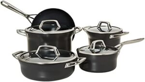 Zwilling Motion 5pc Cookware set Anodized Aluminium PFOA-free nonstick coating Stay cool handles Oven safe. 2 pots, sauce & Frying Pan, braiser + 4 lids