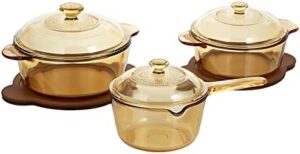 Visions Versa Pot 6 Piece Set, Brown, Glass