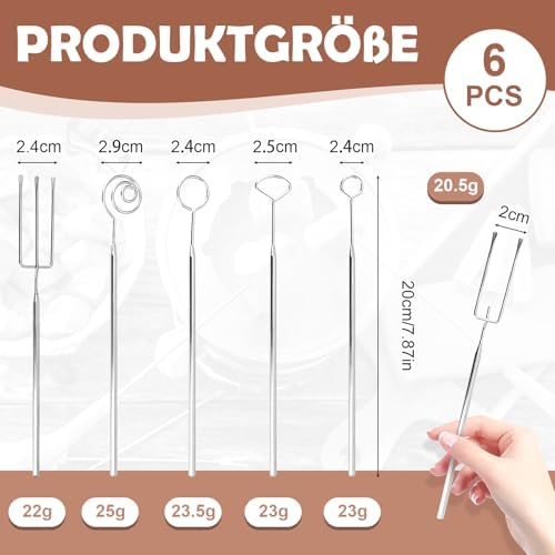 Set of 6 Chocolate Praline Forks, Stainless Steel Chocolate Pralines Cutlery, DIY Chocolates Cutlery for Handmade Chocolates, Sweets, Chocolates, Truffles - Chocolate Fork Set with Grid