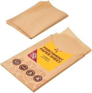 Katbite 75Pcs Unbleached Parchment Paper Sheets 12x16IN, Pre-Cut Heavy Duty Parchment Baking Paper, Non-Stick Half Sheet Brown Baking Parchment Paper for Air Fryer, Baking Cookie Pans, Oven