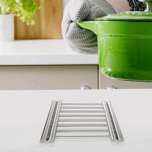 HEXAR Stainless Steel Extendable Coaster, Hot Pot Placement Trivet, 22 to 37cm for Home Kitchen Dining Table, More Than Two Pots, Table Mat Kitchen Dining Tableware Accessories