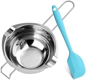 Water Bath Melting Bowl, Stainless Steel Melting Bowl, Water Bath Bowl, Heat Resistant Melting Pot with 1 Spatula for Chocolate, Sugar, Butter, Cheese, Wax, Caramel, Soaps