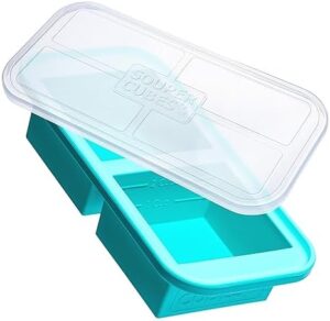 Souper Cubes 2 Cup Silicone Freezer Tray With Lid - Easy Meal Prep Container and Kitchen Storage Solution - Silicone Mold for Soup and Food Storage - Aqua - 1-Pack