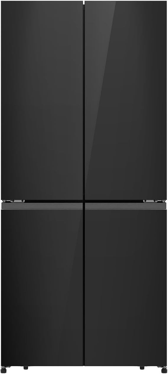 Hisense RQ5G470SBB3 - Cross Door American 457L Freezer Fridge, My Fresh Choice, Dual-Tech Cooling, Bottom Cooling System, Black Glass, 1 Year Full & 5 Years Compressor Warranty