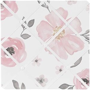 Sweet Jojo Designs Blush Pink, Grey and White Fabric Memory Memo Photo Bulletin Board for Watercolor Floral Collection by