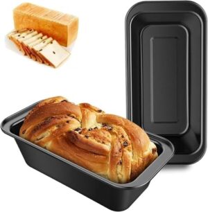 2PCS Non-Stick Loaf Pan Bread Baking Mold, Heavy-Duty Carbon Steel Bread Tin for Baking Cakes, Banana Bread, Meatloaf & Pastries – Easy Release & Dishwasher Safe [Size : 25 x 13 x 5.5cm]