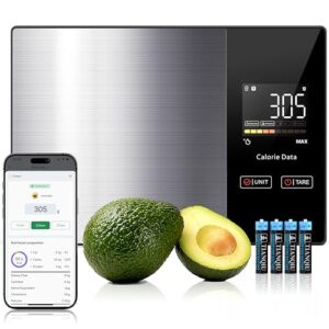 Kitchen Scales Food Scales Calorie Counting Nutrition Food Scale with Free App & Bluetooth Tracks 20 Nutrients. 1g/0.1oz Precision Tare Function – For Weight Loss, Fitness, Baking & Meal Prep