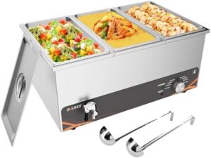 3 Pan Bain Marie Commercial Food Warmer Stainless Steel Food Warmer Buffet Server for Parties, Catering and Restaurants,Temperature Control 30-80°C 1500W