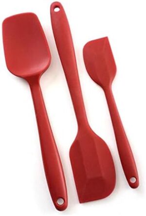 AM ANNA Silicone Spatula 3-piece Set,Heat-Resistant Spatulas,Non-stick Rubber Spatulas (Red)