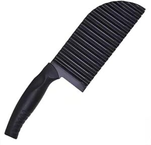 Thymart Premium Wavy Potato Cutter - Vegetable & Fruit Crinkle Cutting Tool, French Fry Cutter, Serrated Salad Chopping Knife French Fry Slicer, Black Blade Slicer, Heavy Duty Chops