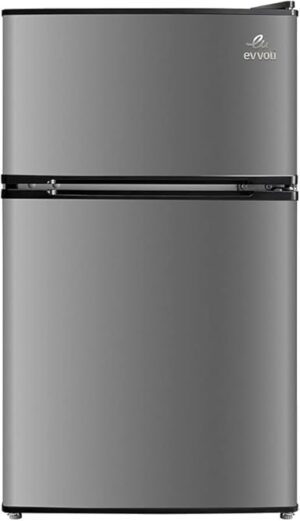 evvoli Top Mount Refrigerator, 100 Liters, Adjustable Leg, Interior light, Defrost type, EVRFM-100S