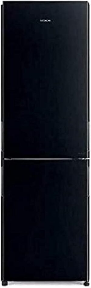 Hitachi 410L Gross Bottom Mount Double Door Refrigerator, 2 Doors No Frost Fridge Freezer, Inverter Control With Dual Fan Cooling, Eco Thermo-Sensor, Bottle & Wine Shelf, Glass Black, RBG410PUK6GBK