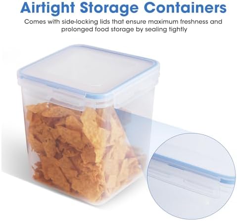 2 Pack Chip Containers for Pantry, Chip Storage Containers Suitable for Corn Chips, Potato Chips, Snacks, Grains, Sugar and Flour, 5.2L/175 Oz, Snack Storage Containers for Pantry, Fridge, and Cabinet