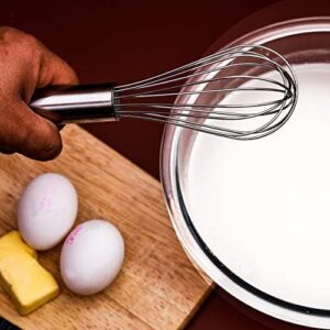 Royalford Stainless Steel Balloon Whisk - Egg Frother, Milk Beater, Kitchen Utensil for Blending Whisking Beating Mixing Whipping & Stirring - 10 inch.