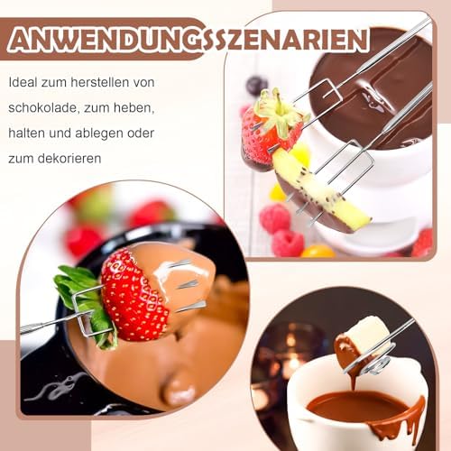 Set of 6 Chocolate Praline Forks, Stainless Steel Chocolate Pralines Cutlery, DIY Chocolates Cutlery for Handmade Chocolates, Sweets, Chocolates, Truffles - Chocolate Fork Set with Grid