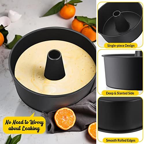 E-far Angel Food Cake Pan, 10-Inch Non-stick Tube Pan for Baking Pound Chiffon Cake, One-piece Design, Easy Release & Clean