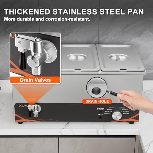3 Pan Bain Marie Commercial Food Warmer Stainless Steel Food Warmer Buffet Server for Parties, Catering and Restaurants,Temperature Control 30-80°C 1500W