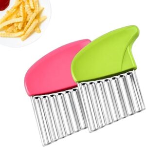 2pcs Stainless Steel Crinkle Slicer for Potato, Carrot, and Vegetable Waves - French Fry Slicer for Creative Cooking - Durable Wavy Chopper for Fun and Tasty Snacks - Slice with Style