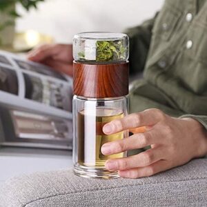 Glass Tea Bottle, Double Wall Glass Travel Mug with Removable Tea Infuser, Portable Tea Tumbler Bottle Mug for Office Home Travel (Color : E)