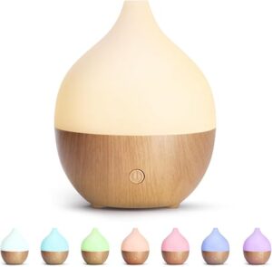 SALKING Aroma Diffuser Essential Oils - Aromatherapy Room Fragrance Ultrasonic Diffuser 100ml with Automatic Shut-off Function, White Wood Grain Fragrance Oil Diffusers Fragrance Lamp RGB for Home Off