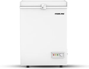 Nikai 150L Gross/100L Net, Single Door Chest Freezer with Storage Basket, High Energy Efficiency Cooling System, Adjustable Temperature, Silent Operation, Ideal for Home & Restaurants - NCF150N7 White