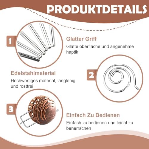 Set of 6 Chocolate Praline Forks, Stainless Steel Chocolate Pralines Cutlery, DIY Chocolates Cutlery for Handmade Chocolates, Sweets, Chocolates, Truffles - Chocolate Fork Set with Grid