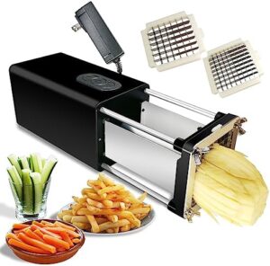 Electric French Fry Cutter, Professional Commercial and Household French Fries Cutter, Potato Slicer with 1/2Inch & 3/8Inch Blade, Automatic Potato Cutter, Suitable for Potato Carrot Cucumber