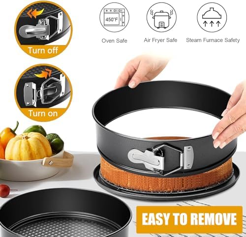 9 Inch Springform Pan Baking Pans Round Leakproof Nonstick Removable Bottom Bakeware for Cake, Cheesecakes, Pizza, and Quiches