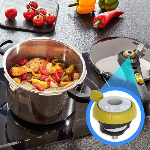Anakel Home Replacement Pressure Regulator Valve SS-981368 Compatible with Tefal Secure 5 Neo Express Pot, with Pot and Fireplace Included, Lime Green and Grey