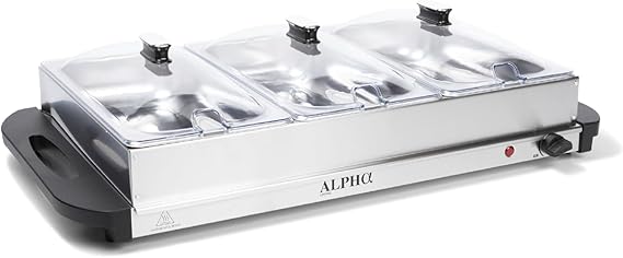 Alpha Living 3x2.5 QT Food Warmers for Parties Buffet Servers and Warmers – Premium Catering Supplies Buffet Display – Stainless Steel Electric Food Warmers with Temperature Control