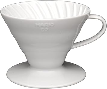 Hario Ceramic V60 Size 02 Coffee Dripper, Direct Brewing into a server, Professional Pour Over Brewer for 2-4 Cups - White