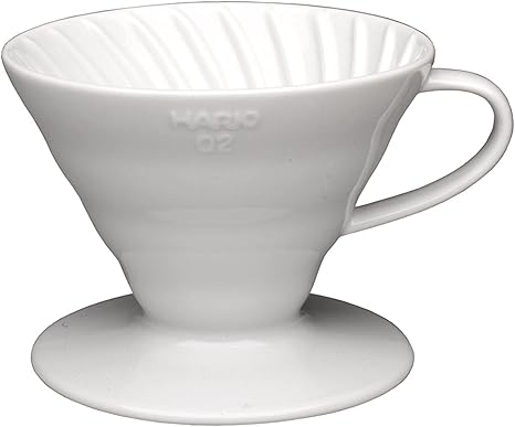 Hario Ceramic V60 Size 02 Coffee Dripper, Direct Brewing into a server, Professional Pour Over Brewer for 2-4 Cups - White