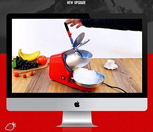 Beauenty Ice Crusher, Electric Snow Cone Machine, Stainless Steel Double Slot Double Knife & Double Coverdesign, for Commercial Snow Flake Ice Milk Shop Household High-Power Ice Beater Mixer (Red)