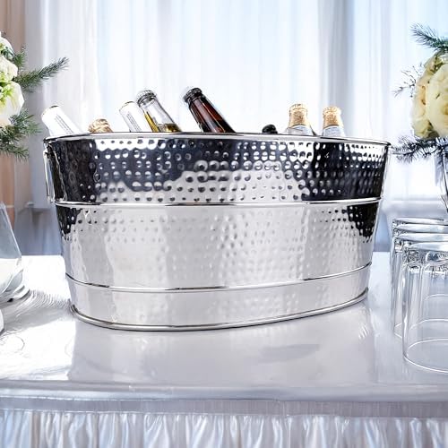 BREKX (Stainless Steel) - Aspen Stainless-Steel Metal Bucket for Ice and Drinks, Beverage Chiller for Parties