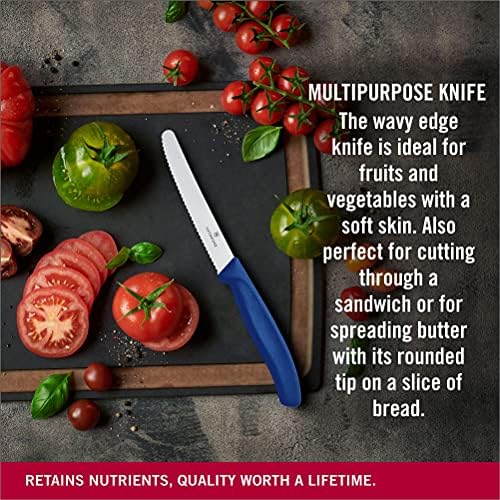 Victorinox Swiss Classic Round Tip Wavy Tomato Knife, Blue