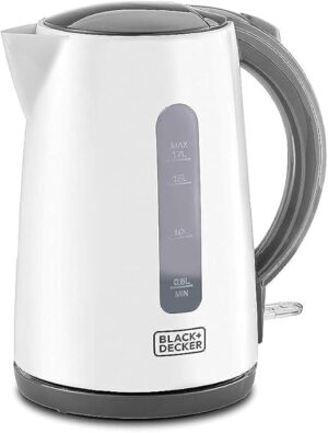BLACK+DECKER Cordless Electric Kettle, 2200W, 1.7L Capacity, Quick Boiling, Lightweight Design, 360° Swivel Base, Auto Shut-Off, Boil-Dry Protection, Concealed Heating Plate, White - JC70-B5