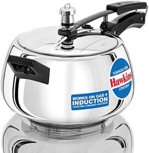Hawkins Stainless Steel Contura Induction Compatible Inner Lid Pressure Cooker, 5 Litre, Silver (SSC50)